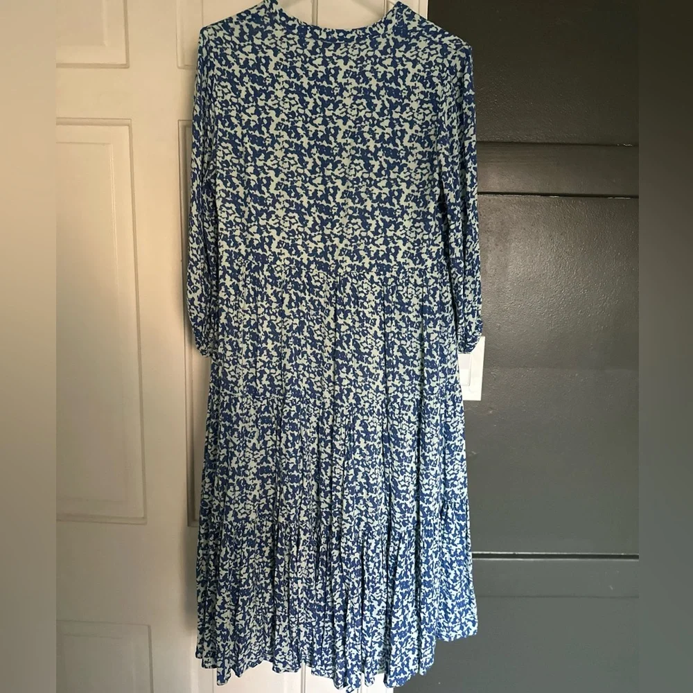 Anthropologie Celina Moon Tiered Midi Dress V-Neck 3/4 Sleeve Boho Cottagecore